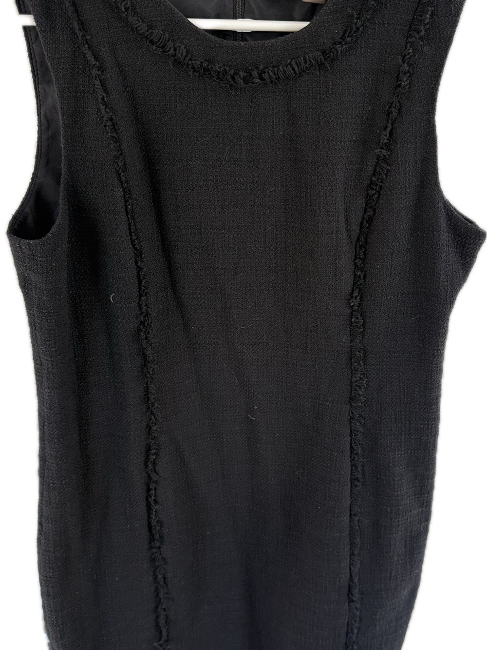 Karl Lagerfeld Black Frayed-Trim Dress